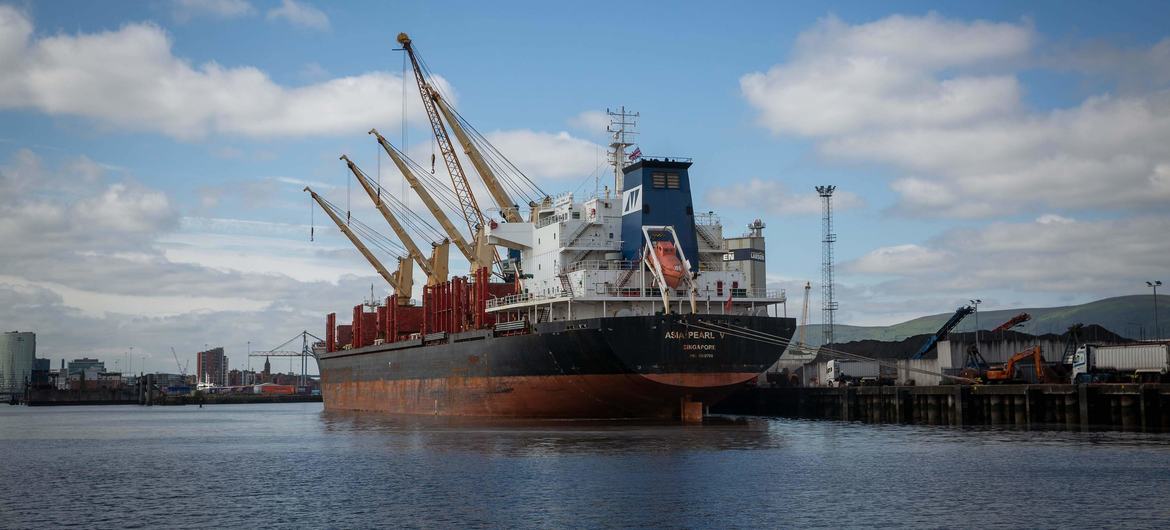 A Singaporean cargo ship docks in a northern European port, having navigated the busy East Asia-Europe transit. A Singaporean cargo ship docks in a northern European port, having navigated the busy East Asia-Europe transit.
