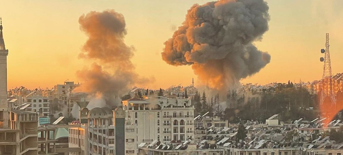 Explosions in Aleppo, during the fall of the Bashar al-Assaf regime in December 2024 Explosions in Aleppo, during the fall of the Bashar al-Assaf regime in December 2024