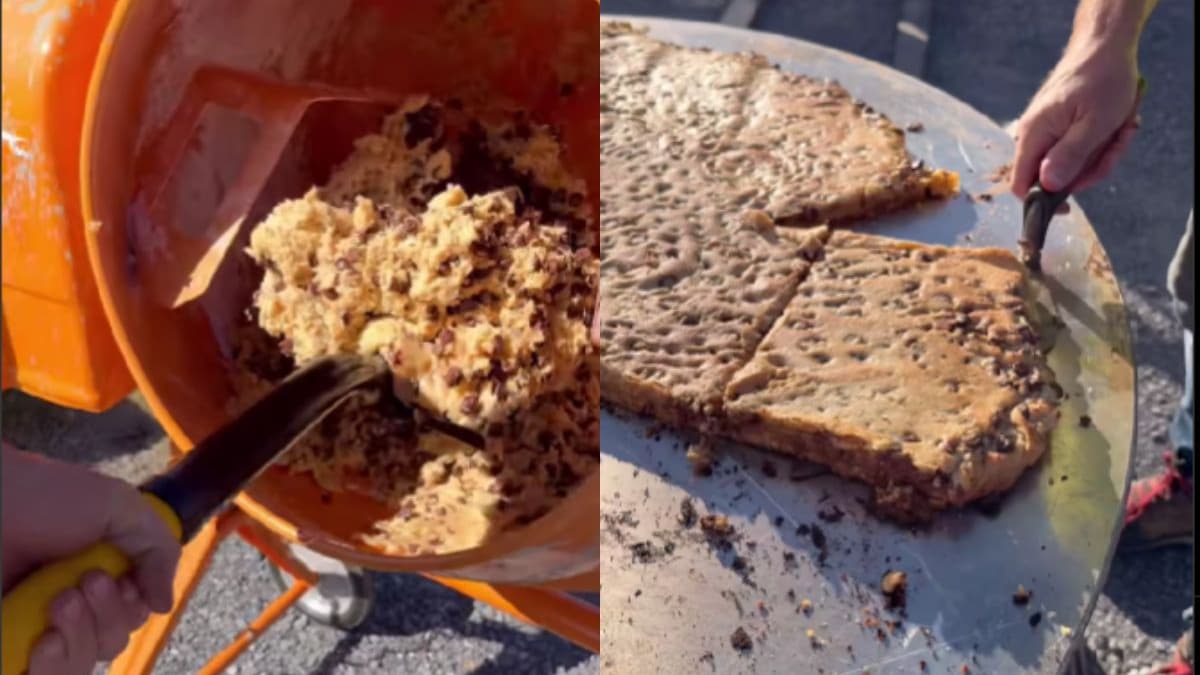 “Ace”: Viral Video Of Giant Chocolate Chip Cookie Prepared In A Cement Mixer Leaves Internet Impressed