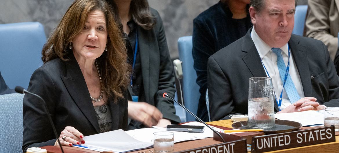 Dorothy Shea (left), Deputy Permanent Representative of the US to the UN and President of the Security Council for December, chairs the Security Council meeting on threats to International Peace and Security in Yemen and Israel. Dorothy Shea (left), Deputy Permanent Representative of the US to the UN and President of the Security Council for December, chairs the Security Council meeting on threats to International Peace and Security in Yemen and Israel.