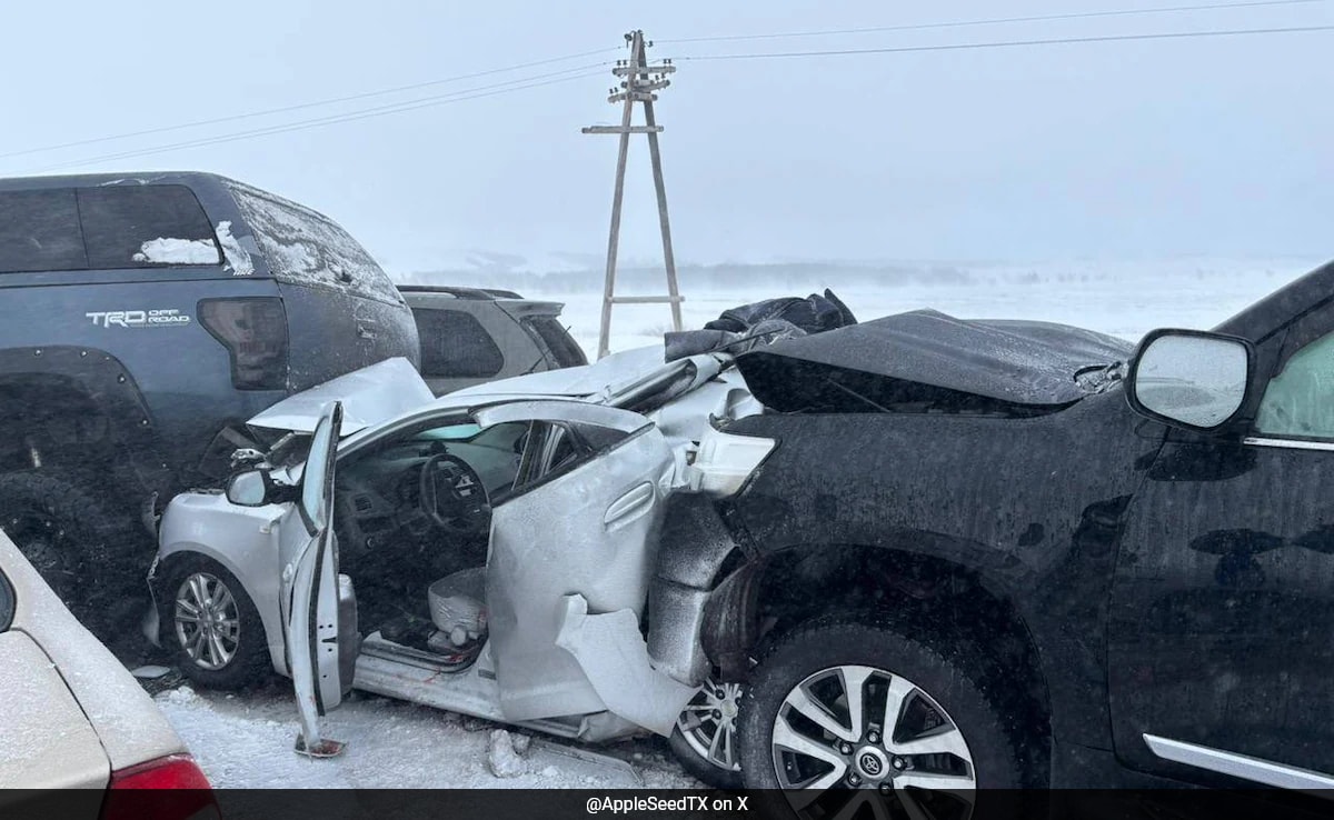 Pile-Up Crash Involving 100 Vehicles In Kazakhstan Due To Snow Storm