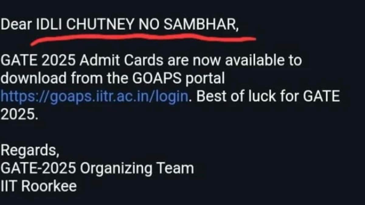Viral: GATE Email Addresses Aspirant As "Dear Idli Chutney No Sambhar," Internet Reacts