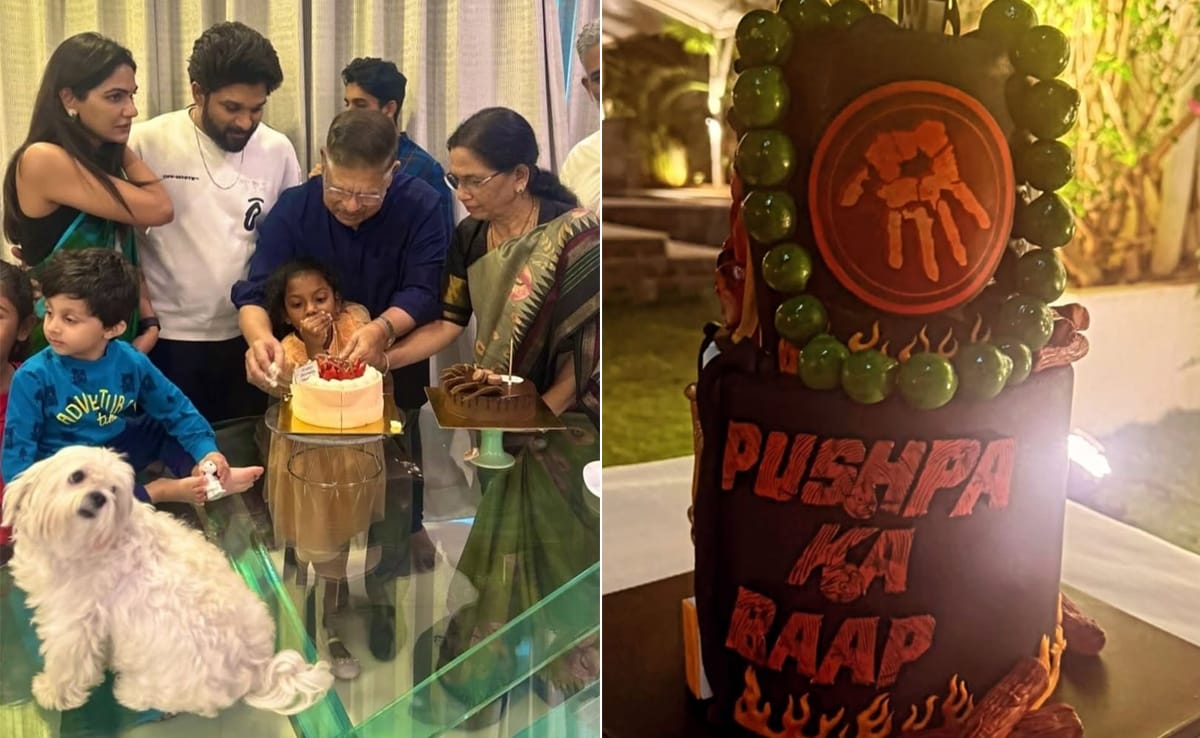 Inside Allu Arjun’s Father’s Birthday Celebrations Topped With A Pushpa-Themed Cake