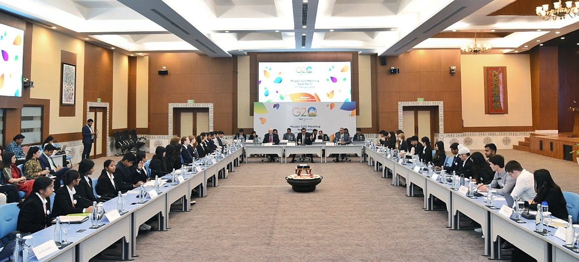 Youth advocates at the 2023 G20 meeting (file) Youth advocates at the 2023 G20 meeting (file)