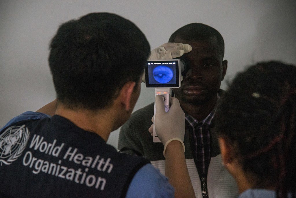 An Ebola virus survivor in the Democratic Republic of Congo has his eyes checked at a WHO-supported eye clinic in North Kivu. (file) An Ebola virus survivor in the Democratic Republic of Congo has his eyes checked at a WHO-supported eye clinic in North Kivu. (file)
