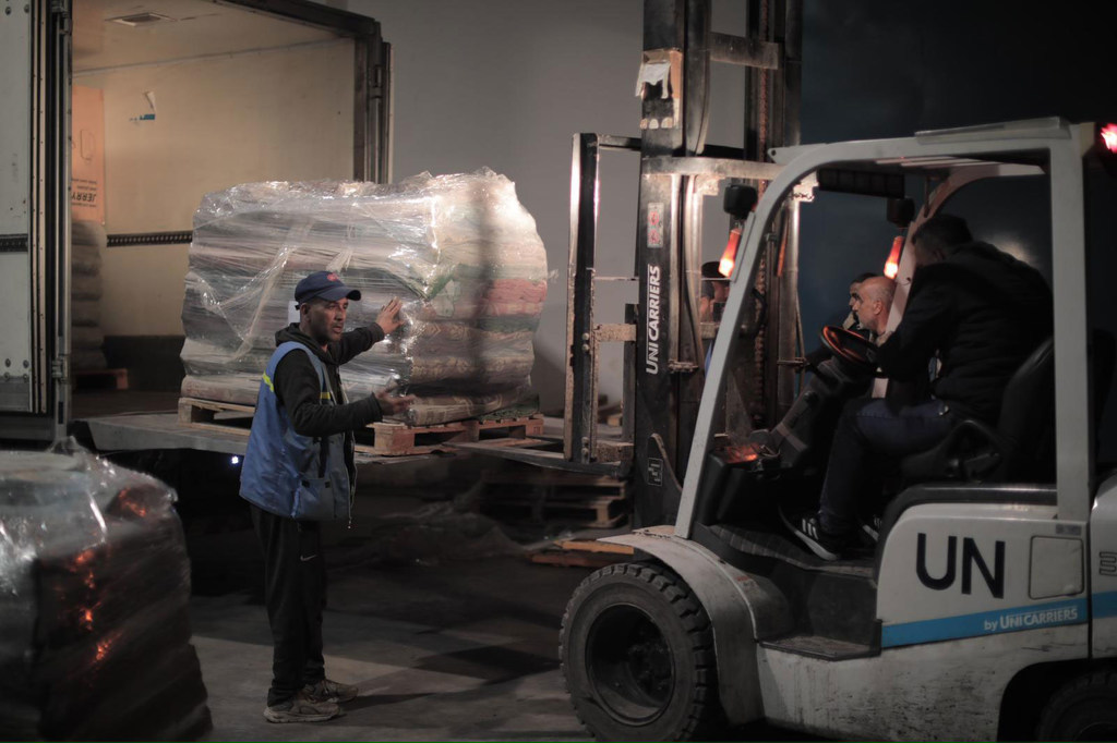 Humanitarian aid delivered to Gaza. Humanitarian aid delivered to Gaza.