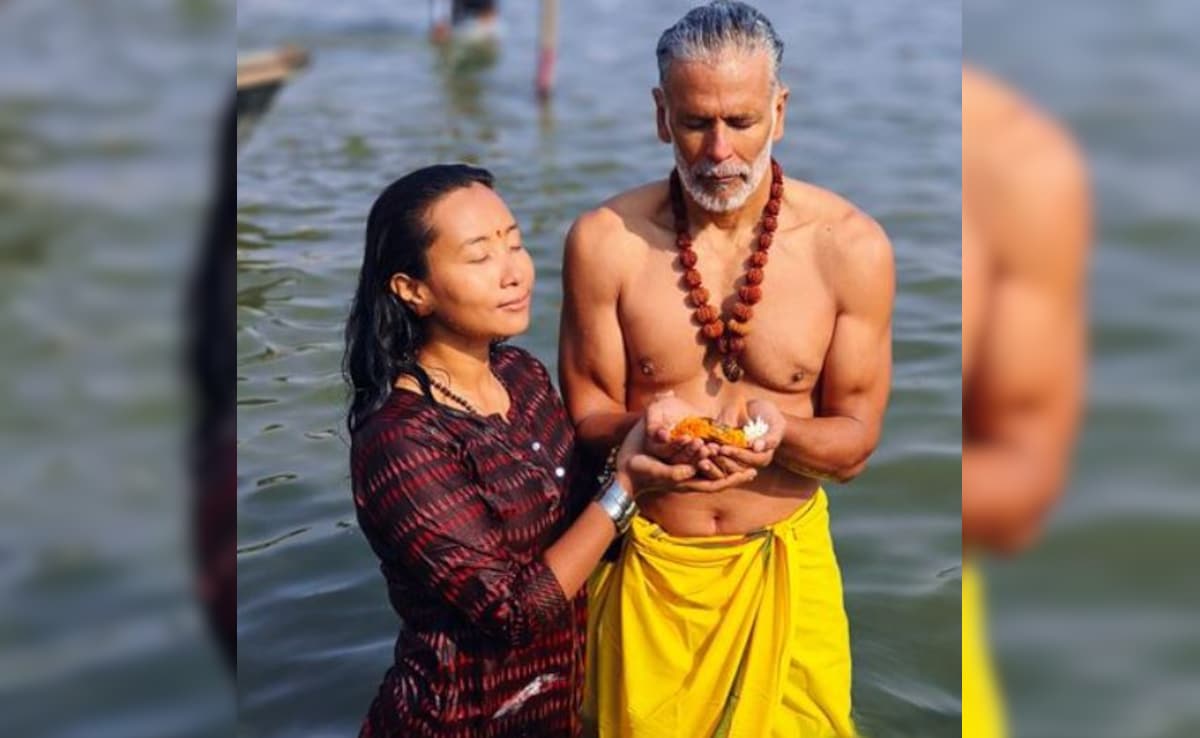Milind Soman And Ankita Konwar Take Holy Dip