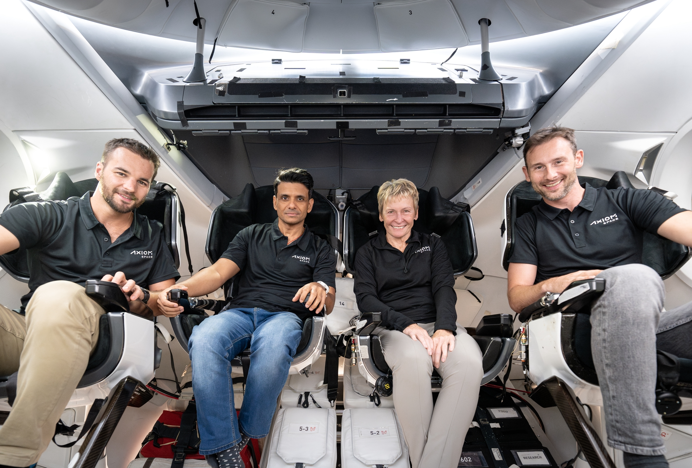 The Axiom Mission 4, or Ax-4, crew will launch aboard a SpaceX Dragon spacecraft to the International Space Station from NASA’s Kennedy Space Center in Florida no earlier than Spring 2025. From left to right: Tibor Kapu of Hungary, ISRO (Indian Space Research Organisation) astronaut Shubhanshu Shukla, former NASA astronaut Peggy Whitson, and ESA (European Space Agency) astronaut Sławosz Uznański-Wiśniewski of Poland.