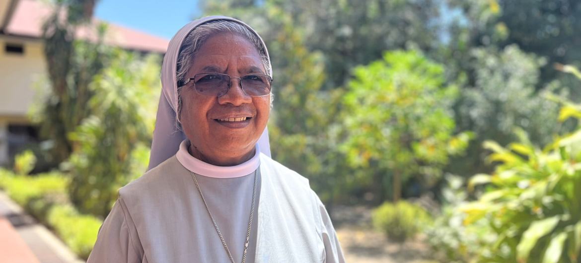 Sister Guilhermina, at the convent of the Canossian Mothers in Dili. Sister Guilhermina, at the convent of the Canossian Mothers in Dili.