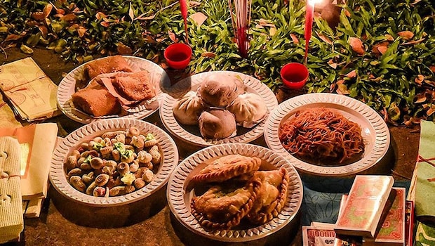A Meal Offered to the Ancestors on Hungry Ghost Festival A Meal Offered to the Ancestors on Hungry Ghost Festival