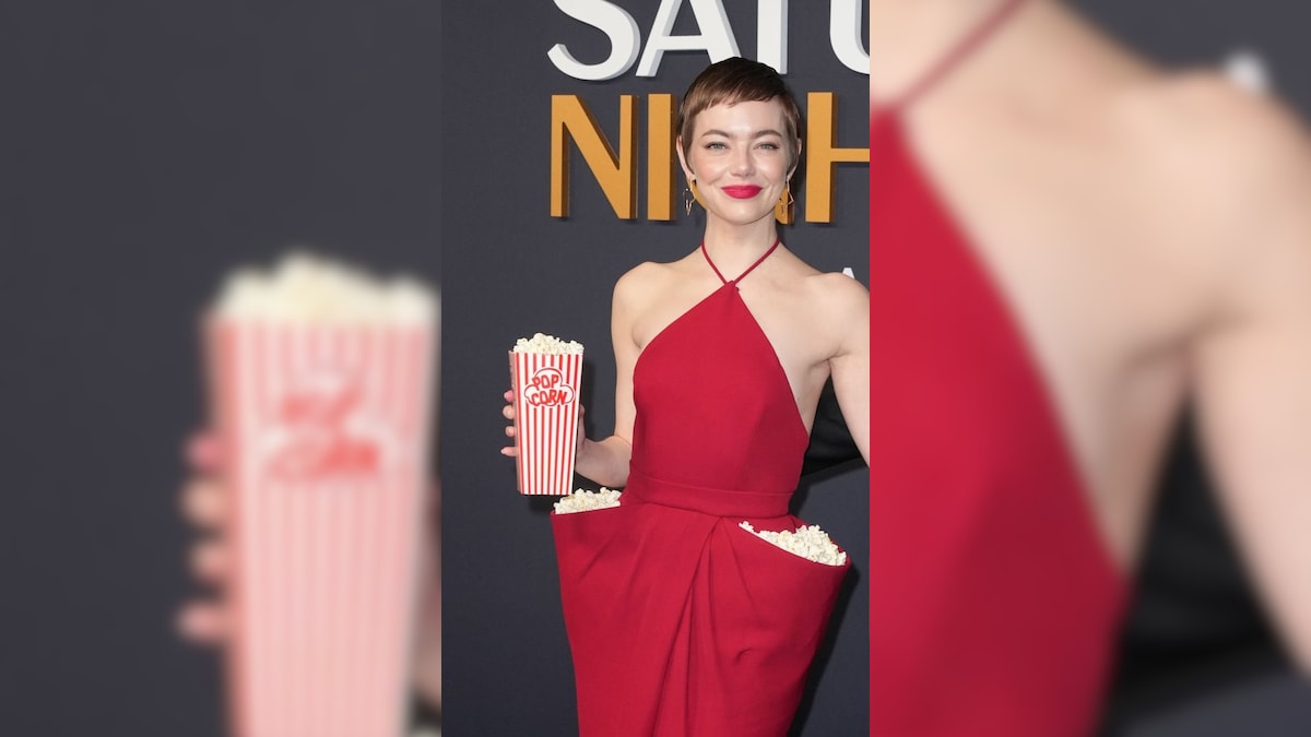 Emma Stones Popcorn Dress Is A Quirky Red Carpet Ode To The Beloved Snack