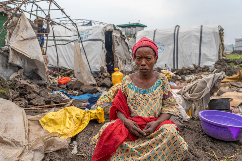 Like many displaced people at Bulengo, Francine feared for her family's safety. Like many displaced people at Bulengo, Francine feared for her family's safety.