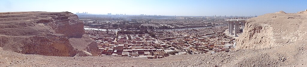 Panoramic photo (view from the cliff), the City of the Dead is in the foreground
