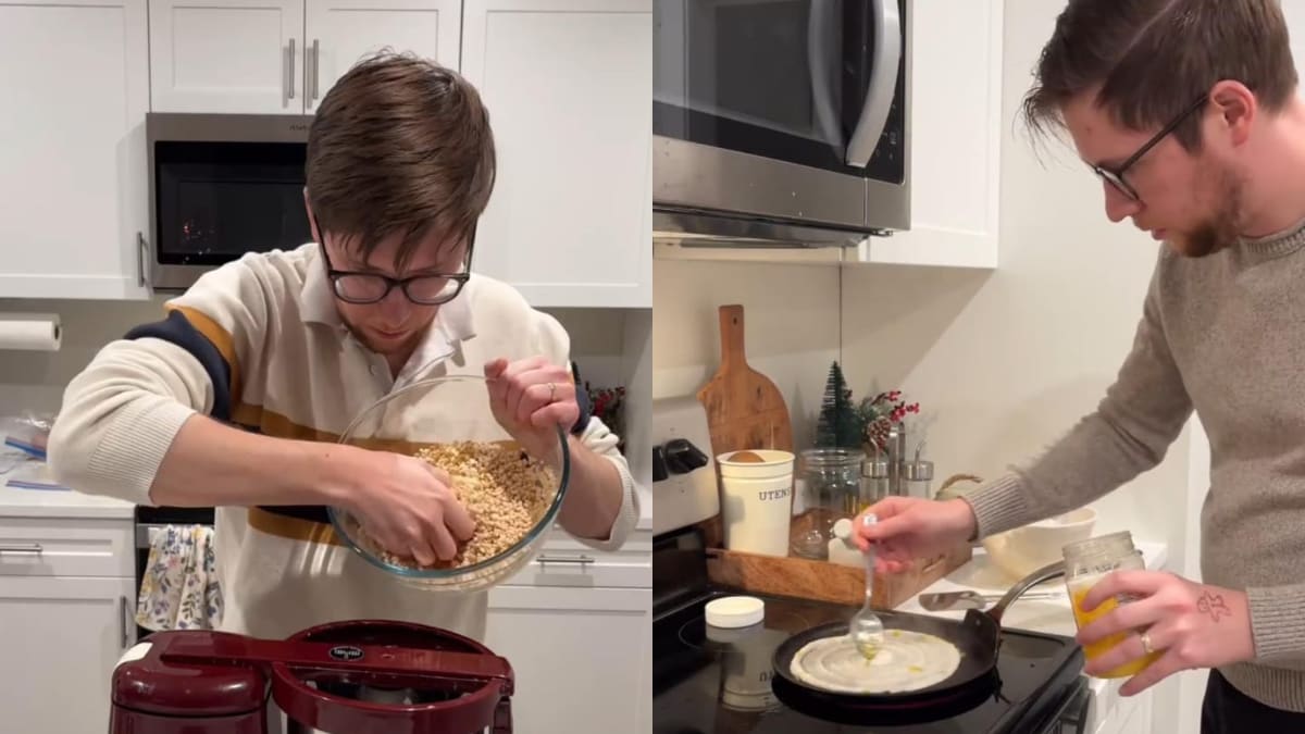 Watch: Man Makes Dosa Batter From Scratch For Indian Wife, Internet Applauds