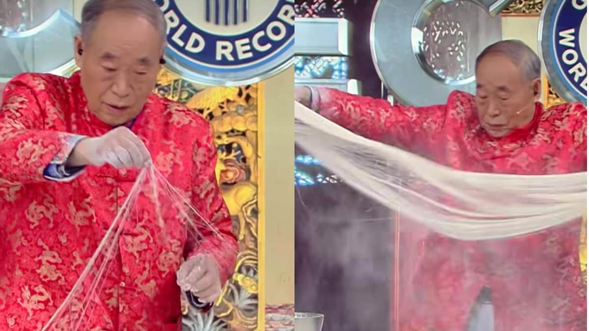 Watch: Man Makes Worlds Thinnest Noodles To Set Record, Users Compare It To Soan Papdi