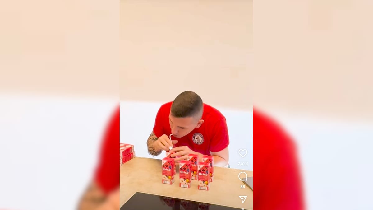 Watch: Man Drinks 6 Juice Cartons In 1 Minute, Sets World Record