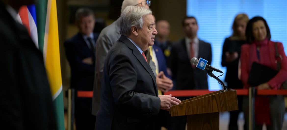 UN Secretary-General António Guterres briefs the media about the UN80 Initiative. UN Secretary-General António Guterres briefs the media about the UN80 Initiative.