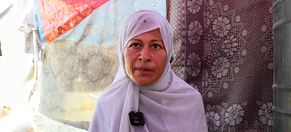Hiyam Zayed is displaced from Beit Lahia in the northern Gaza Strip. Hiyam Zayed is displaced from Beit Lahia in the northern Gaza Strip.