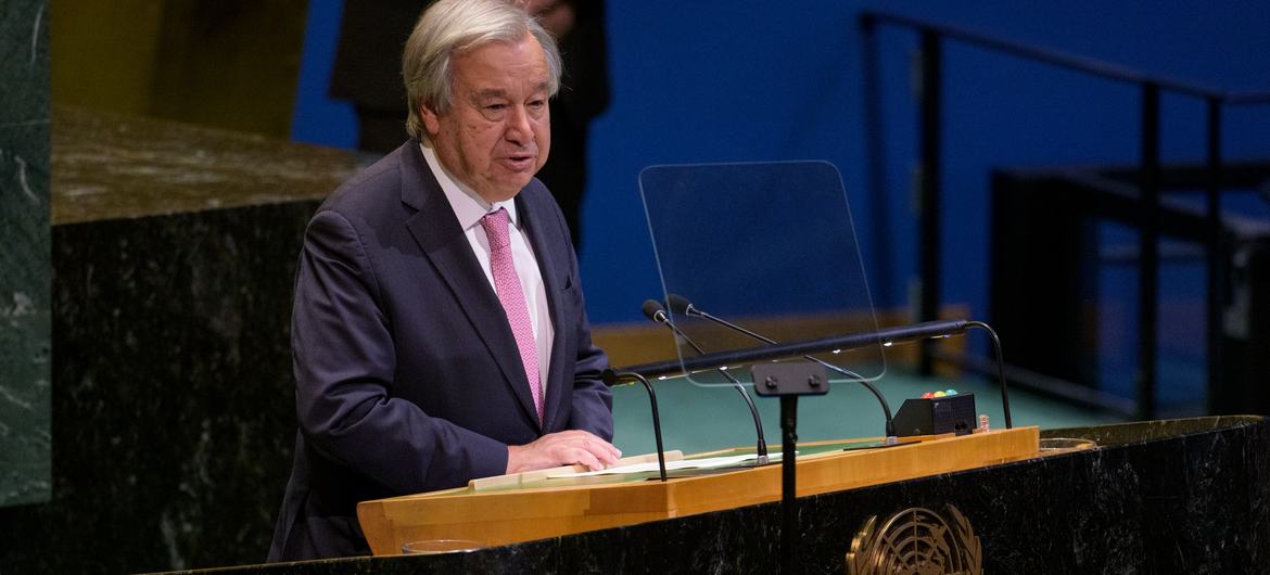 Secretary-General António Guterres addresses the first plenary meeting of the 80th session of the General Assembly. Secretary-General António Guterres addresses the first plenary meeting of the 80th session of the General Assembly.