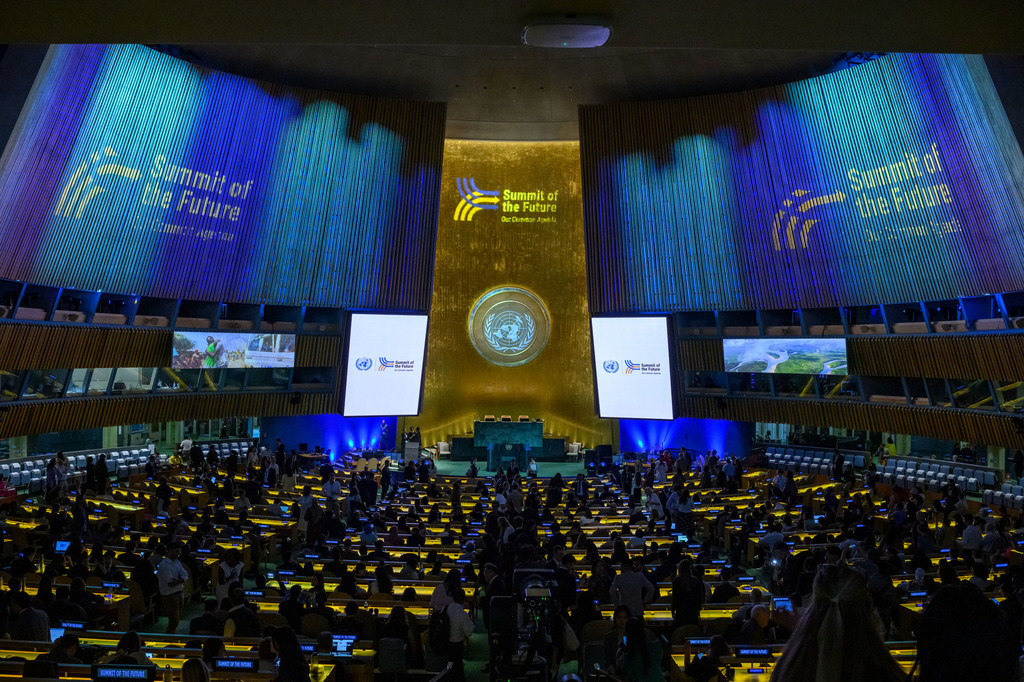 Participants gather for the opening of the Summit of the Future, with Youth Lead for the Future as the opening Action Day theme. Participants gather for the opening of the Summit of the Future, with Youth Lead for the Future as the opening Action Day theme.