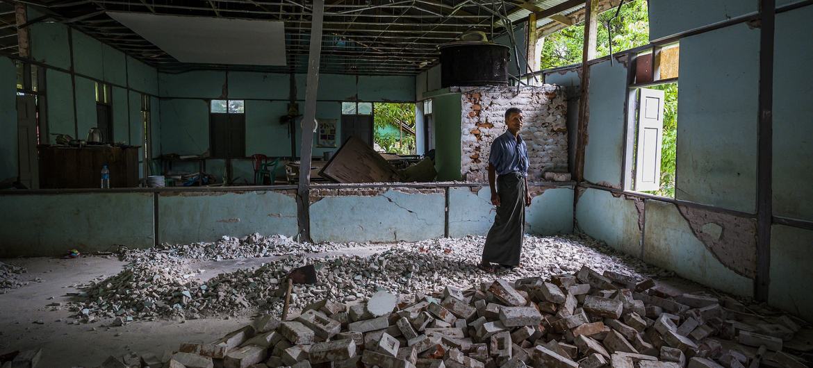 In Mandalay, a teacher stands amid the ruins of his former classroom, destroyed by the March 2025 earthquakes that deepened civilian suffering across Myanmar. In Mandalay, a teacher stands amid the ruins of his former classroom, destroyed by the March 2025 earthquakes that deepened civilian suffering across Myanmar.