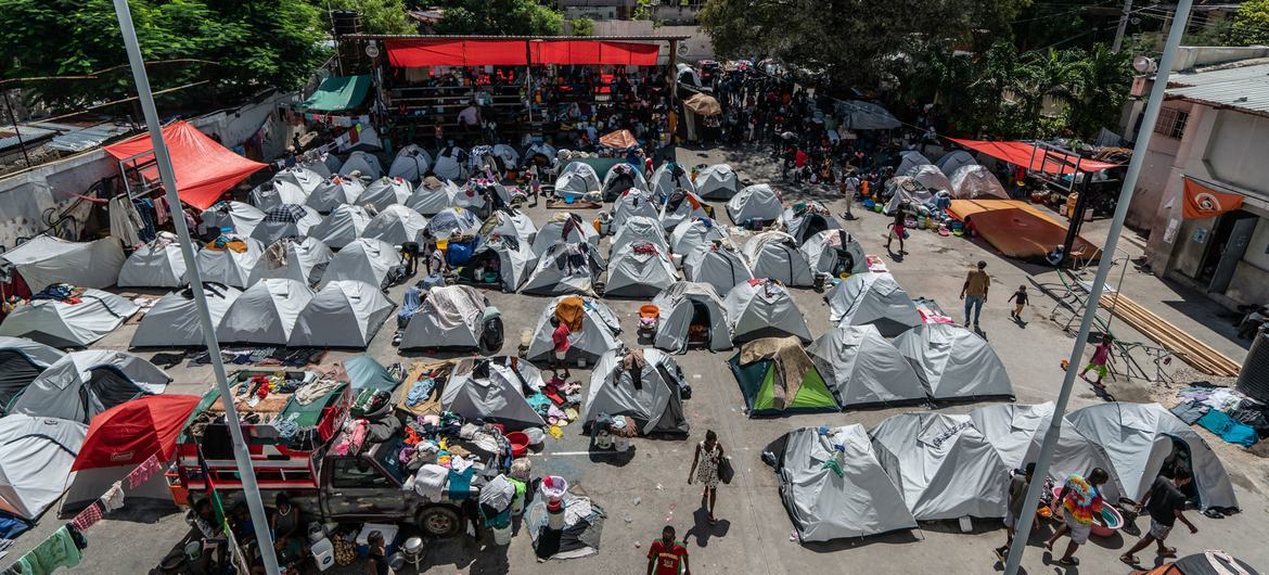 People in Port-au-Prince have been forced to flee violence and are living in tents in more secure locations.