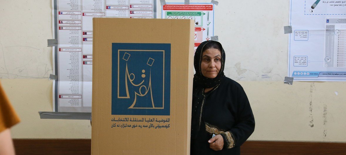 A voter at a polling station in Erbil, Kurdistan Region, Iraq, on Election Day. (file) A voter at a polling station in Erbil, Kurdistan Region, Iraq, on Election Day. (file)