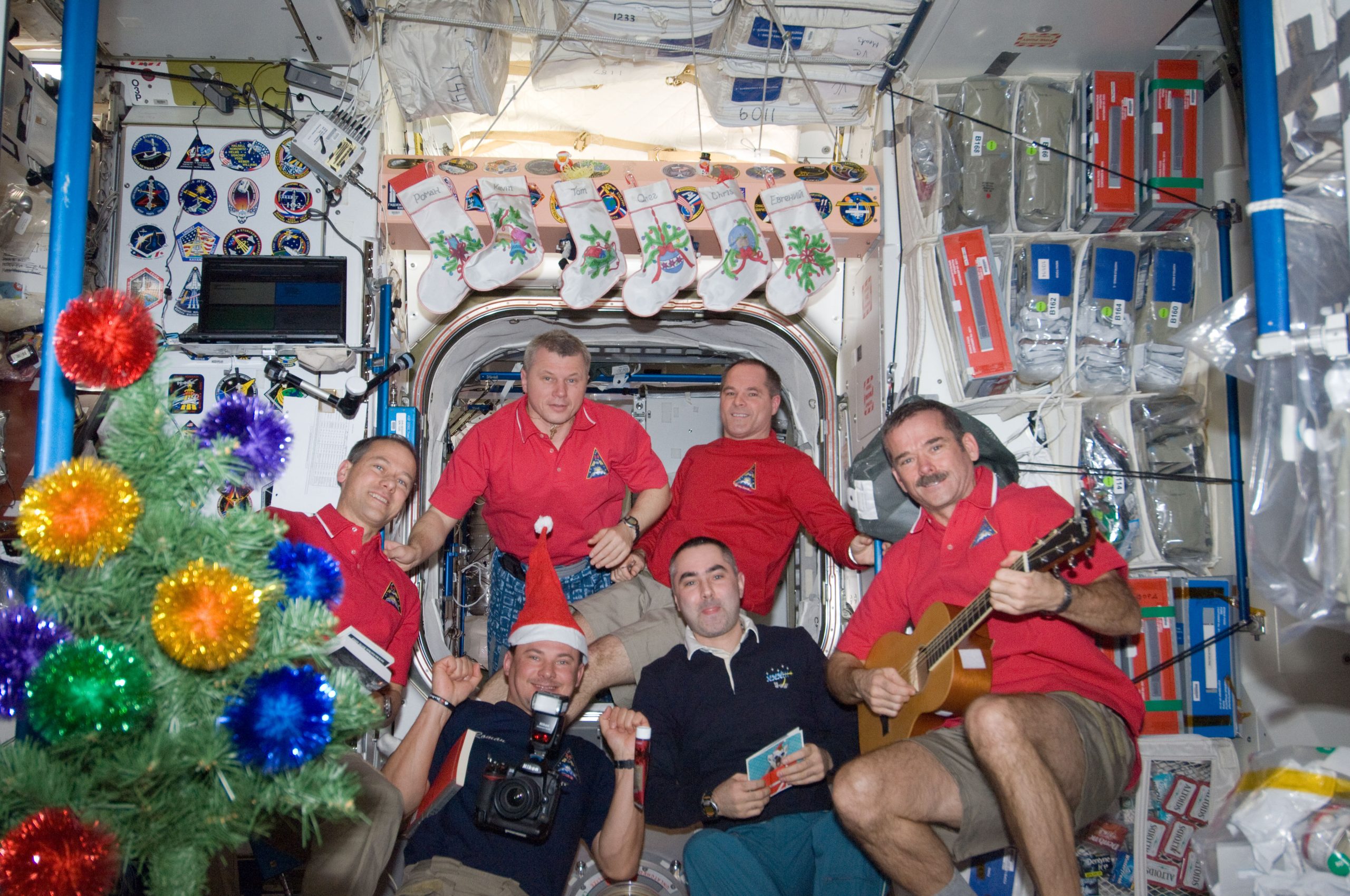 Expedition 34 crew members pictured in the Unity node of the International Space Station in December 2012. Credit: NASA