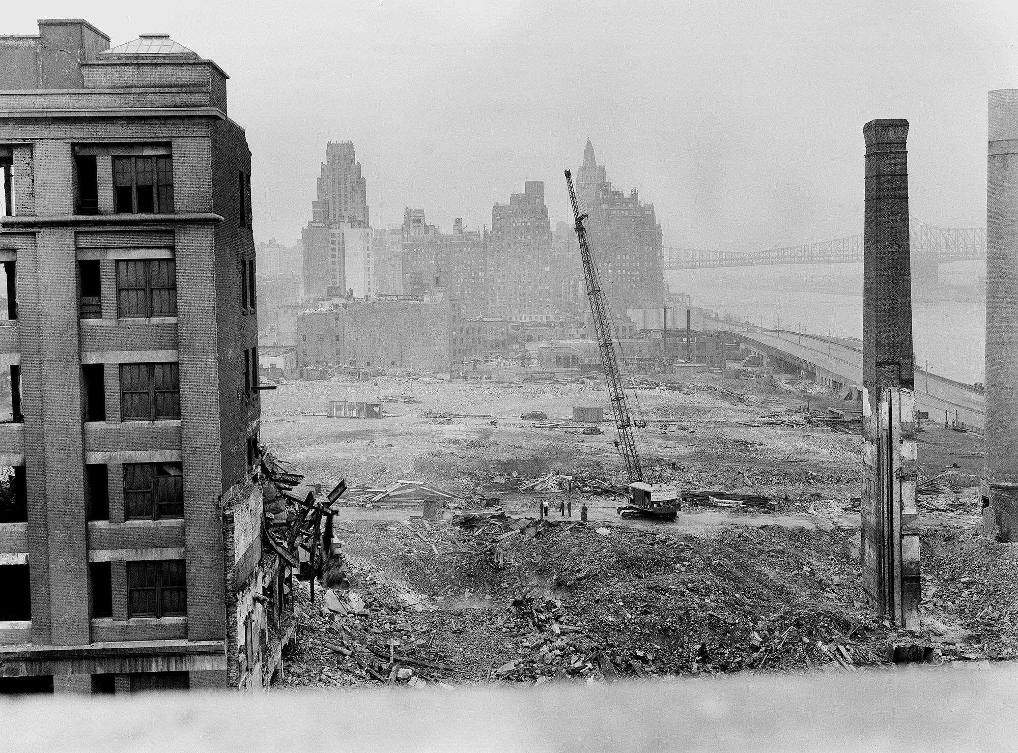 Work begins in 1947 on clearing the ground for the building of UN Headquarters.